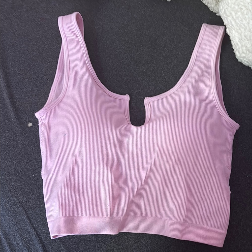 Light Pink Ribbed Sleeveless Top